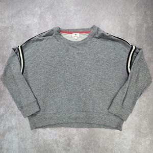Sundry Gray with Black and White Stripe Pullover Sweatshirt